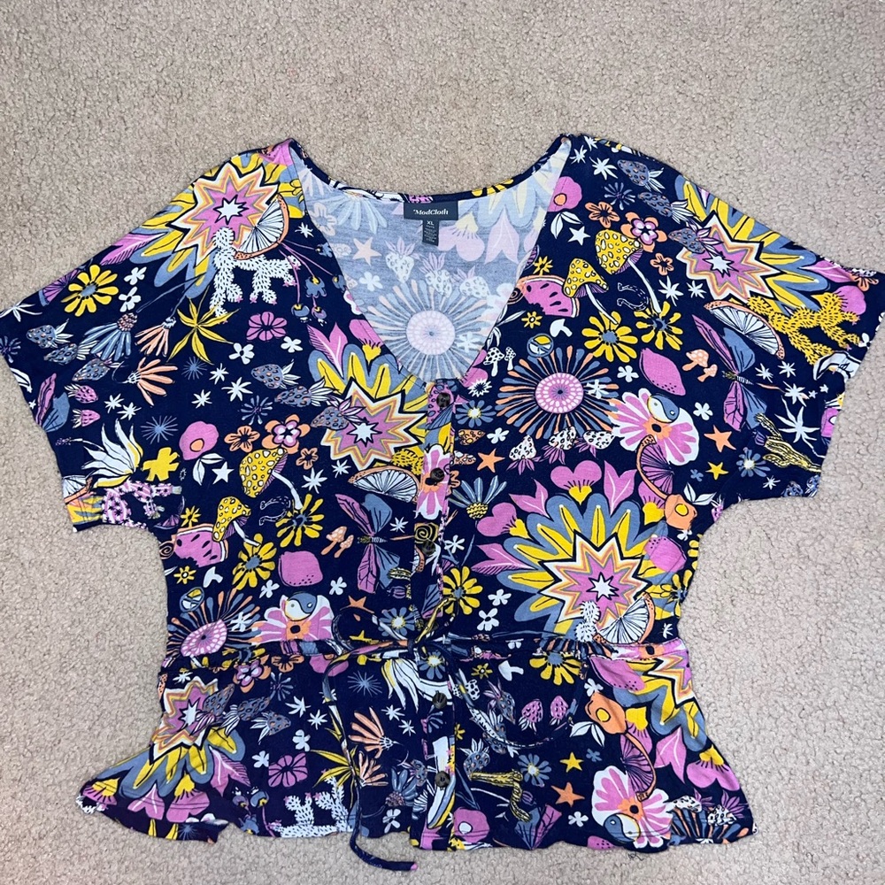 Women's Floral Top - Multicolor Psychedelic